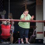 MC Katy Daley at the 2015 Delaware Valley Bluegrass Festival - photo by Frank Baker