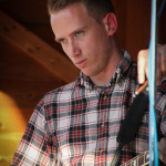 Evan Ward with Audie Blaylock at the May 2016 Gettysburg Bluegrass Festival - photo by Frank Baker