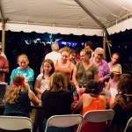 Della Mae in the merch tent at Grey Fox 2016 - photo © Tara Linhardt