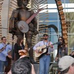 Flatt Lonesome performs at the Sir Walter Raleigh statue at World of Bluegrass 2016 - photo © Bill Warren