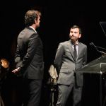 Woody Platt and Mike Gugino presenting at the 2016 International Bluegrass Music Awards - photo by Frank Baker