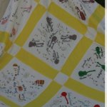 A hand made quilt with signatures from Missouri bands from the 70's and 80's at Back 40 Bluegrass (9/12) - photo by Brian Dietz