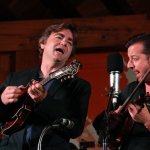 Ronnie McCoury and Jason Carter with Travelin' McCourys at the August 2013 Gettysburg Bluegrass Festival - photo by Frank Baker