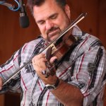 Steve Thomas with Bobby Osborne at the Gettysburg Bluegrass Festival (August 2014) - photo by Frank Baker