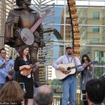 Flatt Lonesome performs at the Sir Walter Raleigh statue at World of Bluegrass 2016 - photo © Bill Warren