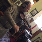 Wayne Fyffe recording with Tommy Brown & County Line Grass at Tom Feller's studio in Indiana (May 30, 2016)