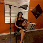 Malia Furtado recording with Circa Blue at National Media Services (July 2016) - photo by Will Shenk