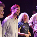 Curly Strings accepts first place in the 2016 EWOB Band competition (May 2016) - photo by Jos van der Lelie