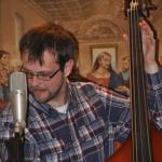 John Bradley performs with the Dale Ann Bradley Band at the Clarence-Akron Mennonite Church in Akron, NY - photo © Bill Warren