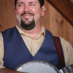 Aaron McDaris with Rhonda Vincent & The Rage at the August 2016 Gettysburg Bluegrass Festival - photo by Frank Baker