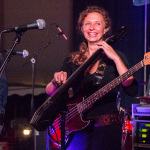 Larissa Fedoryka on both cello and bass with Scythian at Grey Fox 2016 - photo © Tara Linhardt