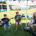 Taylon Miller jamming with the Nale sisters from Loose Strings at HoustonFest 2016 - photo by Emily Edmonds Miller