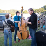 Eddie Faris, Scott Mulvahill, and Russ Carson with Kentucky Thunder warming up backstage at HoustonFest 2016 - photo by Emily Edmonds Miller