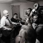 Jeff White warms up with Michael Cleveland & Flamekeeper backstage at The Station Inn (4/15/16)