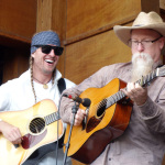 Mark Morris and David Grier with The Rapidgrass Quintet at RockyGrass 2016 - photo by Daniel Mullins