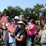 Audience with their flags during Joe Mullins' set at SamJam 16 - photo by Jenny Buckler