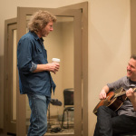Sam Bush and Bryan Sutton in the studio tracking with Barry Abernathy, February 2016 - photo by Russ Carson