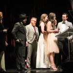Flatt Lonesome accepting their Vocal Group of the Year trophy at the 2016 International Bluegrass Music Awards - photo by Frank Baker
