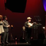 Charlie Cushman accepting his Banjo Player of the Year Awards at the 2016 International Bluegrass Music Awards - photo by Frank Baker