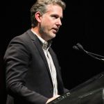 Bryan Sutton accepting his Guitar Player of the Year Award at the 2016 International Bluegrass Music Awards - photo by Frank Baker