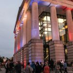 Duke Energy Center for the Performing Arts in Raleigh, NC all lit up for the 2016 International Bluegrass Music Awards - photo by Frank Baker