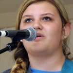 Jaelee Roberts at the Youth Bluegrass Boot Camp at Bean Blossom 2015 - photo by Daniel Mullins