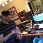 Stephen Mougin and his cookie at Dark Shadow Recording