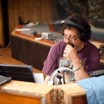 Mike Marshall tracks with Bill Evans - photo by Mike Melynk