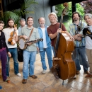 Tashina Clarridge, Tristan Clarridge, David Grier, Bill Evans, Todd Phillips, Tom Size (recording engineer), Mike Marshall, and Darol Anger - photo by Mike Melynk