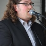 Nathan Livers with Michael Cleveland & Flamekeeper at Bluegrass On The Grass (July 13, 2013) - photo by Frank Baker