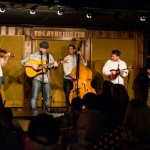 IBMA Board Band performs at The Station Inn: Becky Buller, Stephen Mougin, Alan Bartram, Danny Clark, and Joe Mullins (4/11/15) - photo by Alane Anno