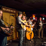 IBMA Board Band performs at The Station Inn: Tim Surrett, Stephen Mougin, Jon Weisberger, Danny Clark, and Joe Mullins (4/11/15) - photo by Alane Anno