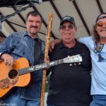 Larry Cordle accepts a custom walking stick at the 2015 Charlotte Bluegrass Festival - photo © Bill Warren
