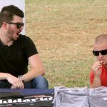 Austin Koerner and Levi Austin work the Nu-Blu table at the Coot Williams festival - photo by Laura Tate Photography