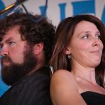 Dusty Rider and Leslie Ziegler with The Railsplitters at the 2015 Delaware Valley Bluegrass Festival - photo by Frank Baker