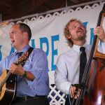 Leigh Gibson and Mike Barber with The Gibson Brothers at the 2015 Delaware Valley Bluegrass Festival - photo by Frank Baker