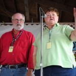 MCs Bill Foster and Katy Daley at the 2015 Delaware Valey Bluegrass Festival - photo by Frank Baker