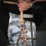 Josh Goforth playing a bottle cap stick at the 2015 Delaware Valley Bluegrass Festival - photo by Frank Baker