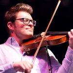 Luke Bulla with Jerry Douglas at DelFest 2013 - photo © Gina Proulx