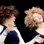 Tonya Jackson and Suguh Davis with Keller Williams at DelFest 2013 - photo © G. Milo Farineau