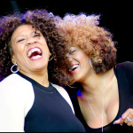 Tonya Jackson and Suguh Davis with Keller Williams at DelFest 2013 - photo © G. Milo Farineau