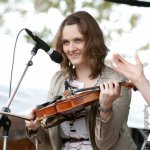 Kimber Ludiker with Della Mae at The Festy 2013 - photo © Gina Elliott Photographer