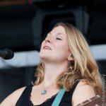 Celia Woodsmith with Della Mae at The Festy 2013 - photo © Gina Elliott Photographer