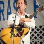Paul Brewster with Ricky Skaggs at the 2016 Delaware Valley Bluegrass Festival - photo by Frank Baker