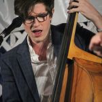 Scott Mulvahill with Ricky Skaggs at the 2016 Delaware Valley Bluegrass Festival - photo by Frank Baker
