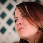 Jenni Lyn Gardner with Della Mae at the 2013 Delaware Valley Bluegrass Festival - photo by Frank Baker