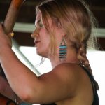 Shelby Means with Della Mae at the 2013 Delaware Valley Bluegrass Festival - photo by Frank Baker