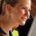 Celia Woodsmith with Della Mae at the 2013 Delaware Valley Bluegrass Festival - photo by Frank Baker