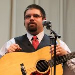 Dustin Pyrtle with Doyle Lawson & Quicksilver at the Ruritan Club in Galax, VA (4/6/13) - photo by Judith Burnette