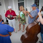 Dale Perry, David Parmley, Bobby Osborne, Rhonda Vincent, Sonny Osborne, and Boj Osborne at the party held Lance LeRoy's honor - photo © Dreama Stephenson Photography